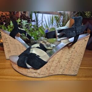 Michael Kors Black Suede Wedge Heels - Size 10